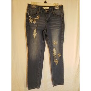 Women's Est 1948 Mid Rise Distressed Embellished Jeans Size 10